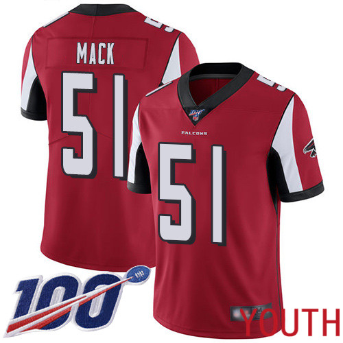 Atlanta Falcons Limited Red Youth Alex Mack Home Jersey NFL Football #51 100th Season Vapor Untouchable->youth nfl jersey->Youth Jersey